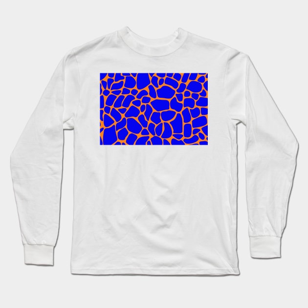 Giraffe Print Blue and Orange Long Sleeve T-Shirt by BeastieToyz